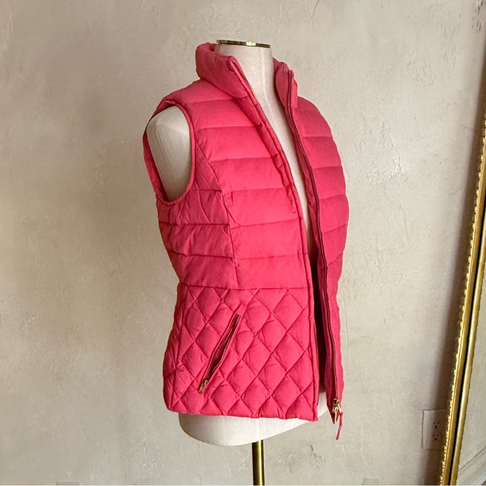 Women's Hot Pink Talbots Down Full Zip Vest‎ size S Petite